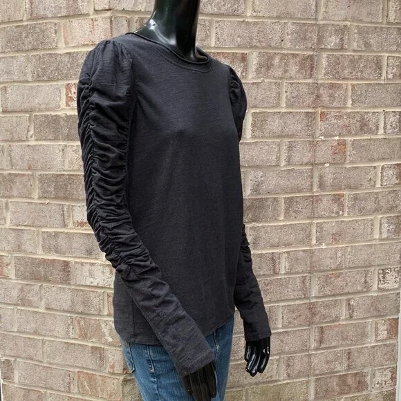 We The Free Natasha Crewneck Ruched Long Sleeve Top Sz M - Picture 8 of 13